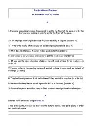 English Worksheet: PURPOSE CLAUSES