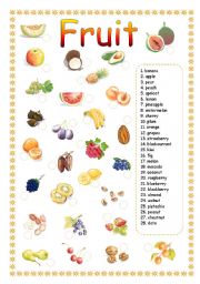 English Worksheet: FRUIT - MATCHING