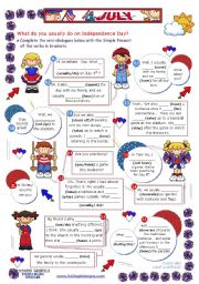English Worksheet: Simple present - What do you usually do on July 4th?  - Elementary and Lower Intermediate students