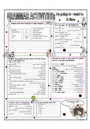 English Worksheet: GRAMMAR ACTIVITIES HANDOUT - BE GOING TO - WANT TO - TIME 