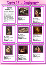 English Worksheet: Cards 12 - Rembrandt