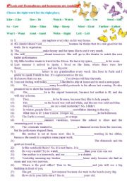 English Worksheet: Homophones and homonyms