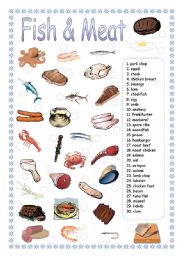 English Worksheet: FISH & MEAT - MATCHING