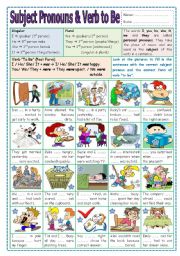 English Worksheet: Subject Pronouns & Verb to Be (Past Form)