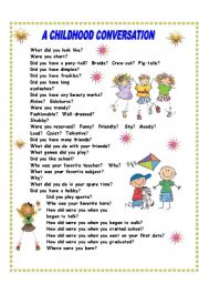 English Worksheet: Conversation about your childhood