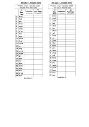 English worksheet: Mini Quiz - Irregular Verbs