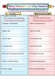 English Worksheet: Making Sentences and Asking Questions