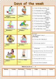 English Worksheet: Days of the week