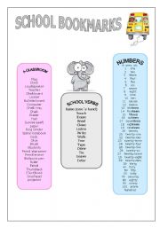 English Worksheet: School BOOKMARKS