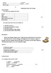 English worksheet: TEST 1ST YEAR