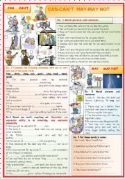 English Worksheet: CAN  and  MAY