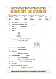 English worksheet: About myself avtivities