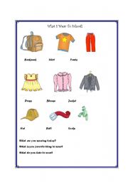 English worksheet: What I Wear to School