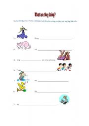 English worksheet: What are they doing?