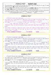 a short reading test on animals