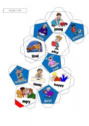 English Worksheet: 3-D Soccer Ball with Adjectives Part 1 of 2 (32 Adjectives!)