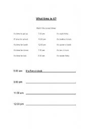 English worksheet: What Time Is It? 