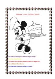 English Worksheet: Minnie Loves To Eat Cake