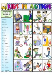 English Worksheet: Kids in Action