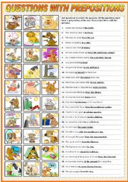 English Worksheet: QUESTIONS WITH PREPOSITIONS