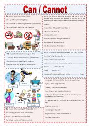 English Worksheet: Can / Cannot