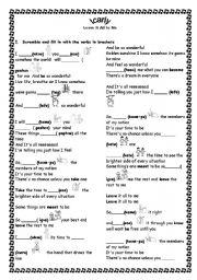 English Worksheet: song