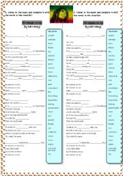 English Worksheet: song NO WOMAN NO CRY by BOB MARLEY