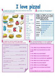 English Worksheet: FOOD-FREQUENCY ADVERBS! 