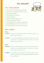 Set of pictures and activities for oral assessment - (9 pages)