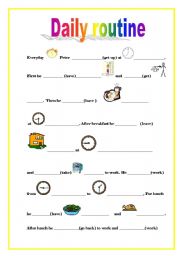 English Worksheet: Peters daily routine