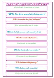 English Worksheet: Present  Perfect Simple and Past Simple Conversation Practice