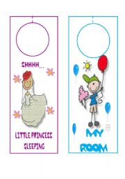 English Worksheet: DOOR HANGERS FOR KIDS