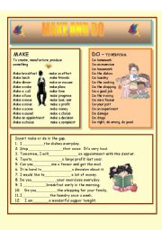 English Worksheet: MAKE AND DO