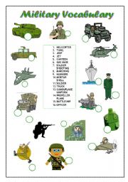 English Worksheet: Military Matching Activity