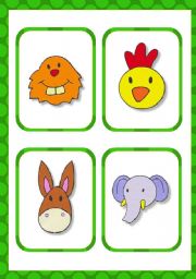 English Worksheet: 14 animal faces flashcards