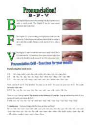 English Worksheet: Pronunciation B - F - V