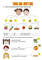 English Worksheet: FOOD: LIKE / DONT LIKE