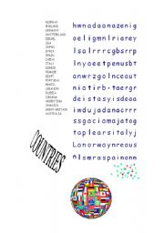 English Worksheet: countries word search