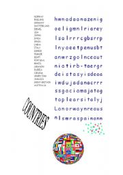 English worksheet: countries word search