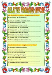 English Worksheet: Relative pronoun - WHOSE