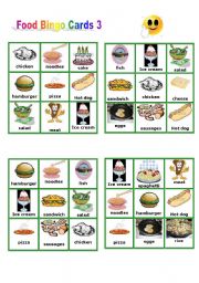 English Worksheet: Food - Bingo Cards part 3