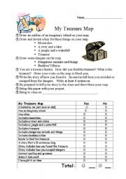 English Worksheet: My Treasure Map Rubric