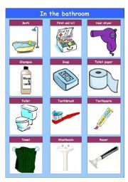 English Worksheet: In the bathroom