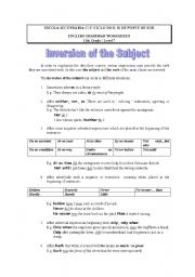 English Worksheet: Inversion of the subject