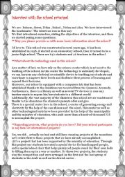 English Worksheet: intreview with schools principle
