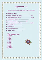 English worksheet: Adjectives  1