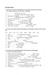 English Worksheet: present tense worksheet/test
