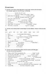 present tense worksheet/test