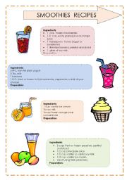 English Worksheet: Reading comprehension - Smoothies Recipes 2-2