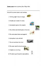 English Worksheet: common nouns